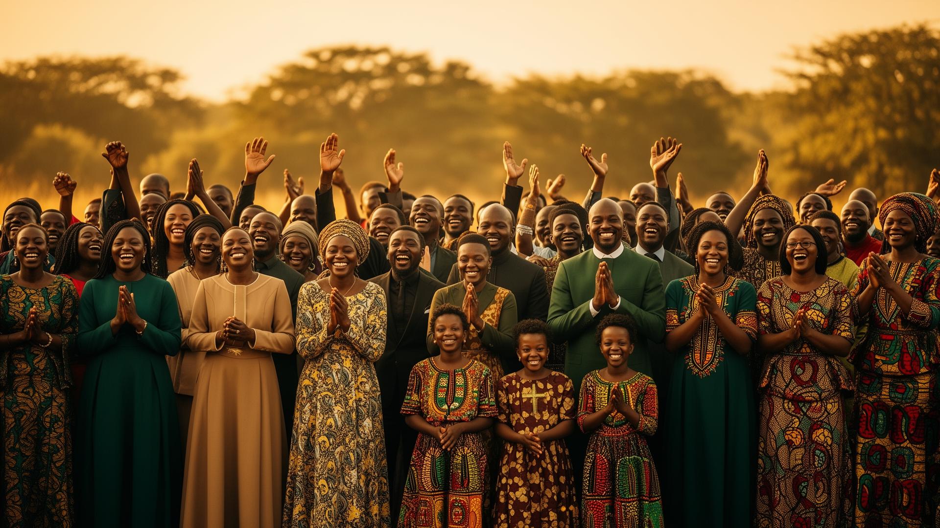 La communauté de la Mission Nations Pour Christ rassemblée dans la louange
